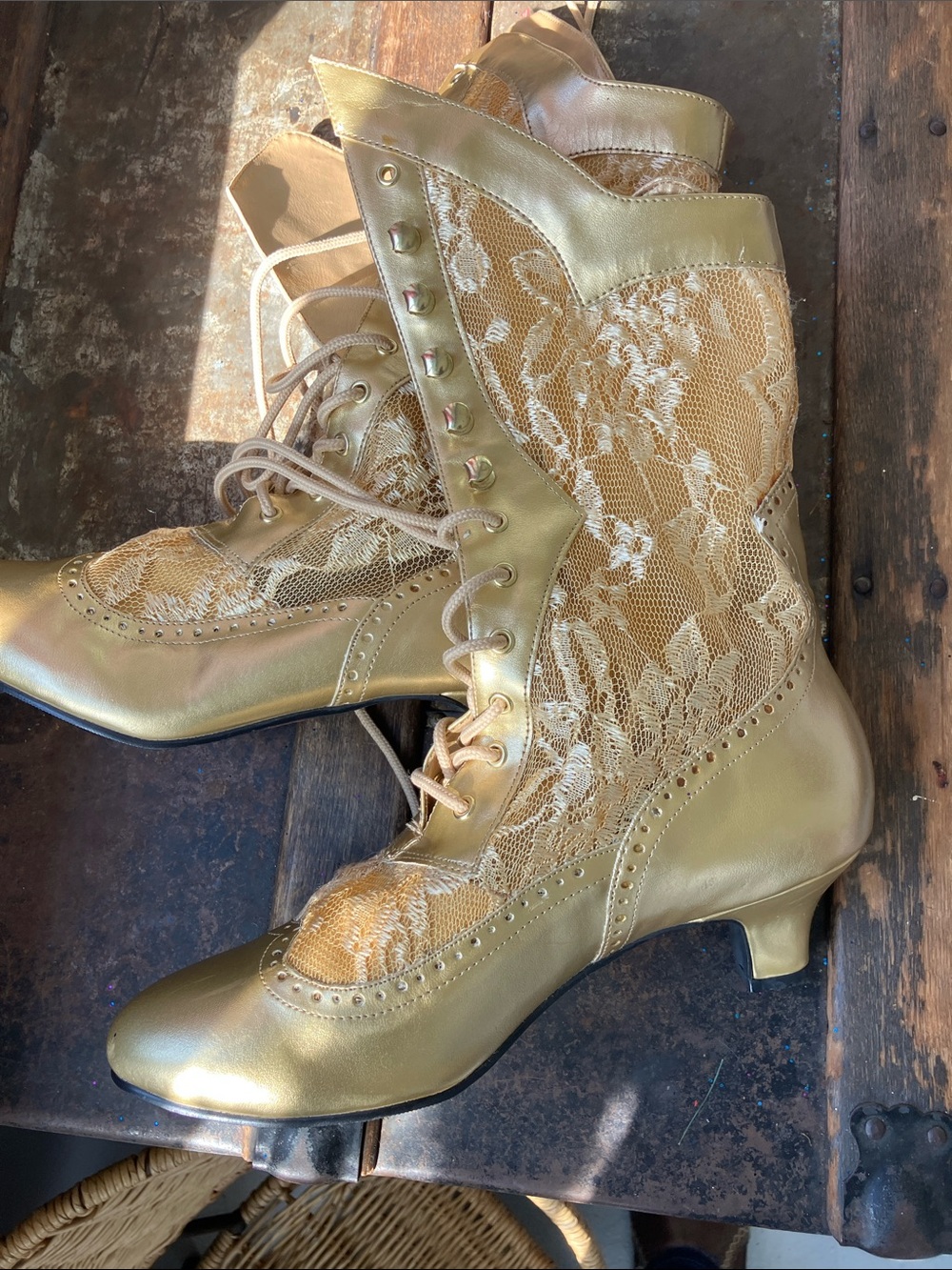 Funtasma Gold Lace-Up Victorian-Style Boots